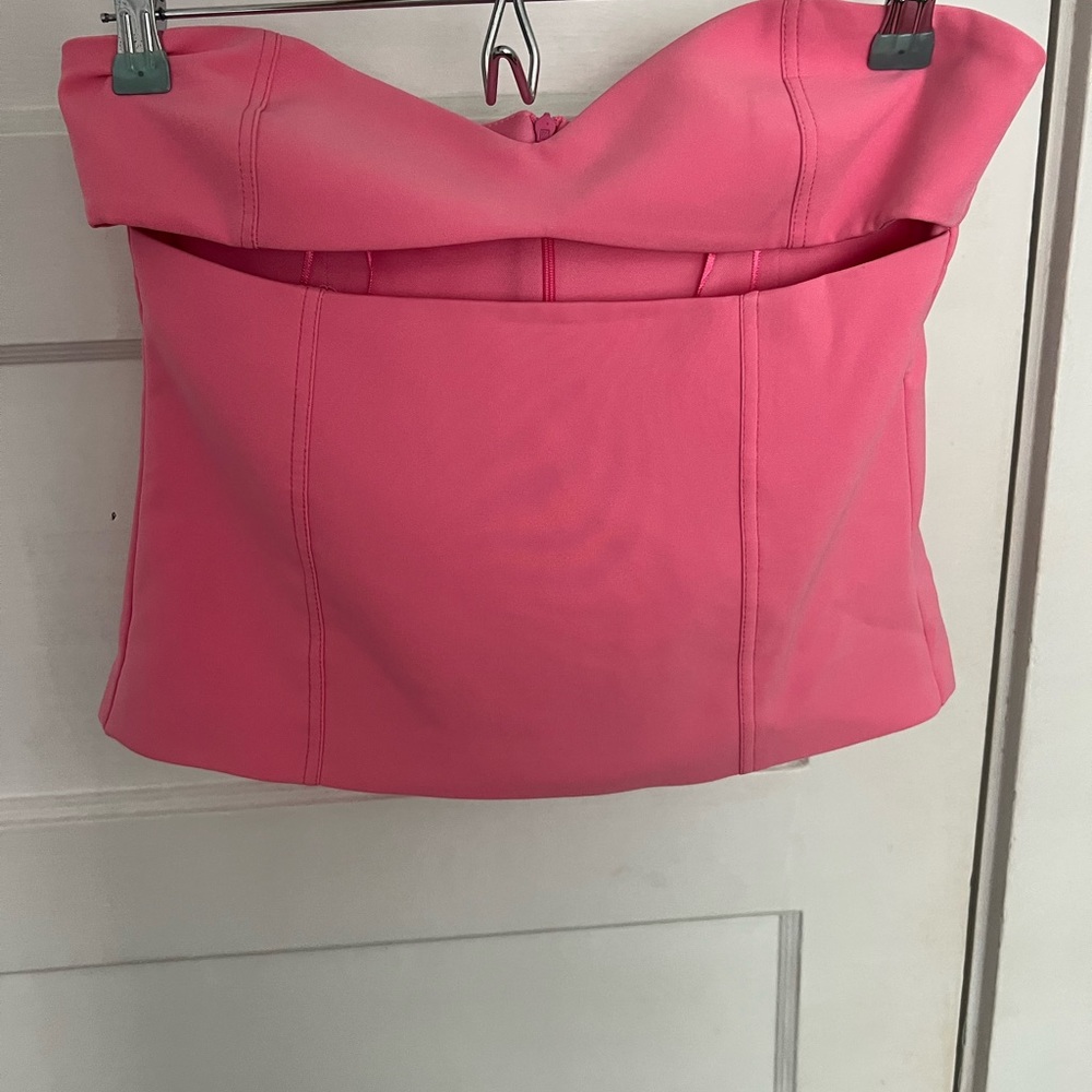 NWOT Zara Pink Cutout Strapless Top
